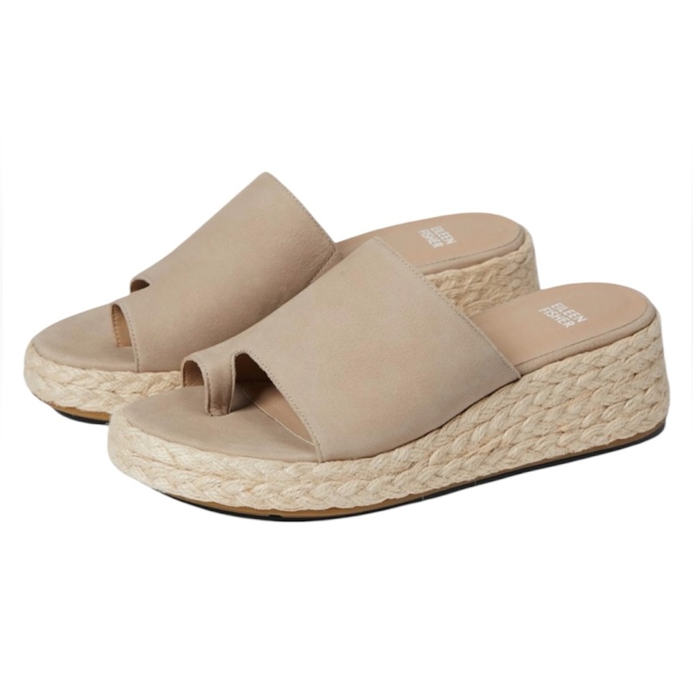 Eileen Fisher NEW Size 10 Espadrille Wedge Slide Sandal Nubuck Leather